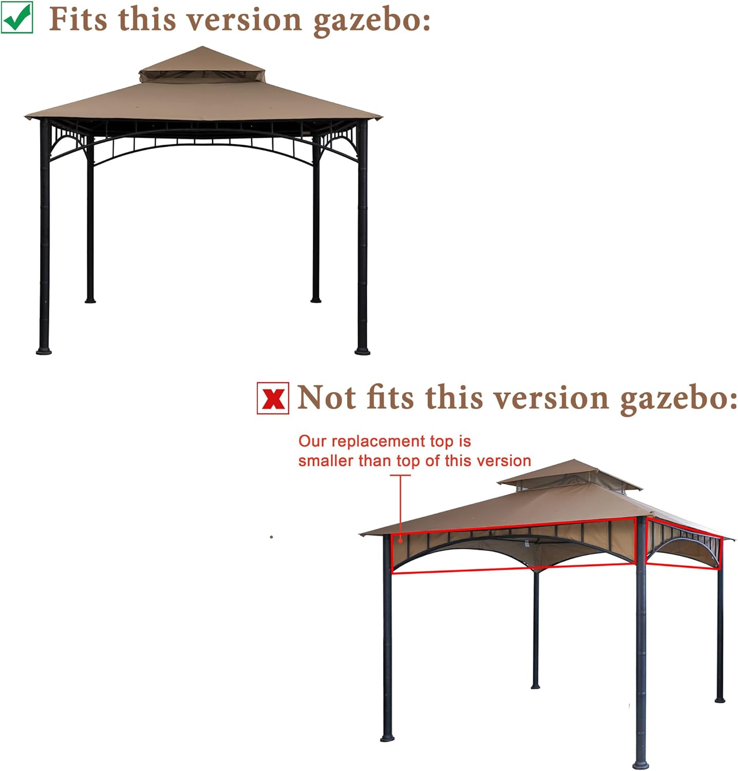 SCOCANOPY Replacement roof Compatible with Target Madaga Gazebo Model L-GZ136PST,(New Khaki)