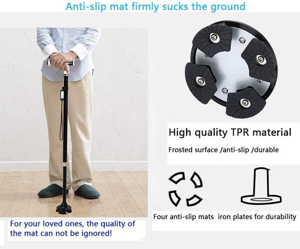 Bastón para personas mayores, bastón de altura ajustable con masaje magnético y tarjeta antipérdida, muletas ligeras con luces LED integradas, bastón antideslizante, hombre, mujer, anciano Keep it in