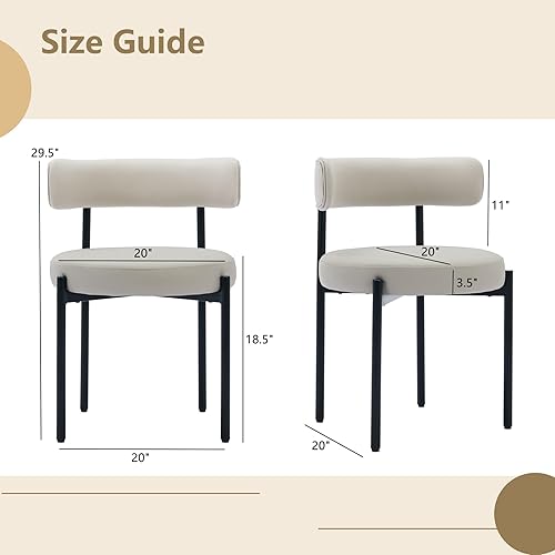 Miniatura 2 de Juego de 2 sillas de comedor de piel sintética, sillas tapizadas de cocina y comedor, sillas de comedor modernas de mediados de siglo con respaldo