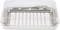 Vista 1 de Caja cortadora de mantequilla de acero inoxidable, recipiente para mantequilla con cubierta transparente, suministros de cocina