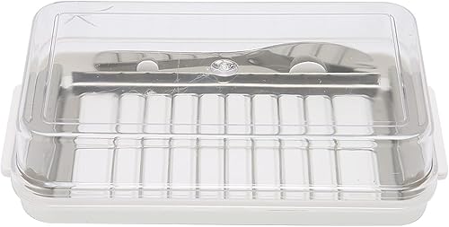 Caja cortadora de mantequilla de acero inoxidable, recipiente para mantequilla con cubierta transparente, suministros de cocina (caja de corte de disponible en Yaxa Venezuela