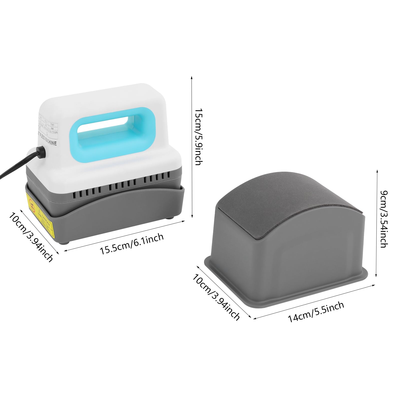 Hutpresse, Mini-Hut-Hitzepresse für Kappen mit integriertem Bedienfeld, 4 Heizstufen Kappenpresse mit 14 × 8 cm gebogener Heizplatte, zum Heißpressen und Bügeln