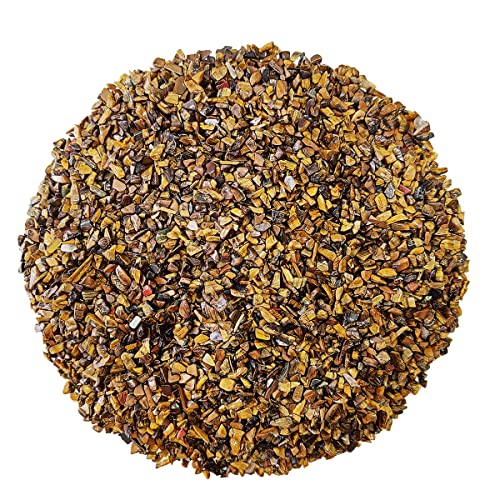 Image of Healing Crystal Chips for Vastu Natural Tigers Eye Chips Stone 250 Gm Tigers Eye Crystal Stone Chips Dust Raw Rough Stone For Reiki Healing Meditation