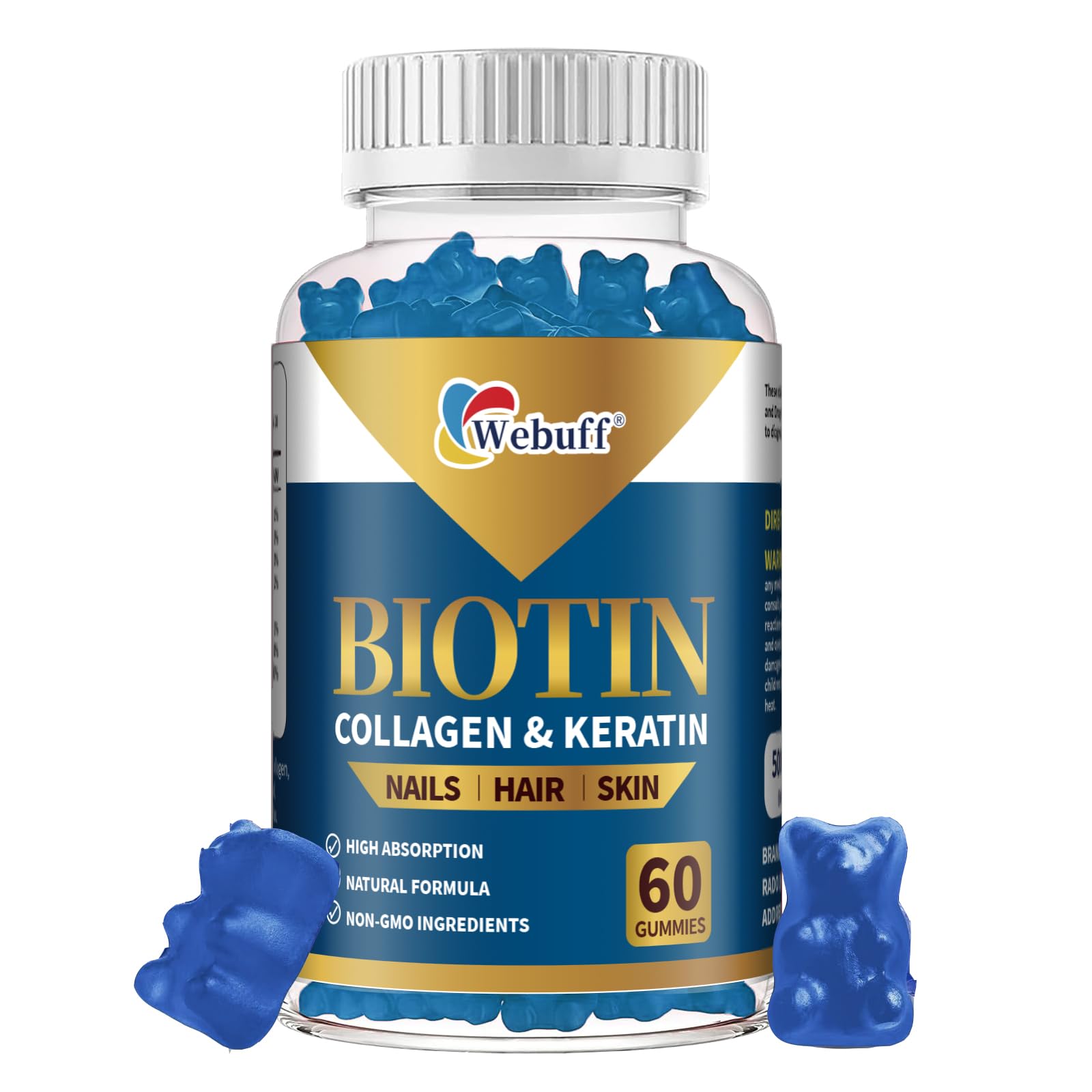Biotin Gummies for Hair Growth, Skin & Nails (60 Count) Strength Biotin Vitamins for Women & Men Gluten-Free, Vegan, Strawberry Flavor 60 Gummies (60 Count (Pack of 1)) 1 Count (Pack of 60)