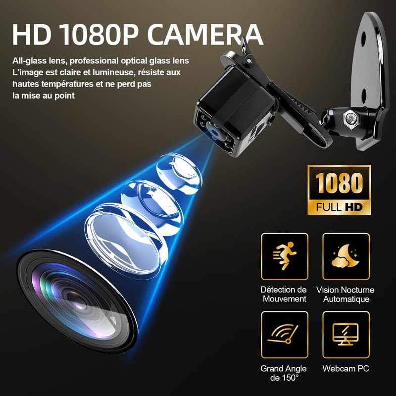 Camera Espion sans Fil 1080P-Mini Caméra Cachée Discrète avec Détection Mouvement et Vision Nocturne, Caméra Surveillance Intérieure Sans Internet ni App, Autonomie Longue Durée pour Maison Exterieur