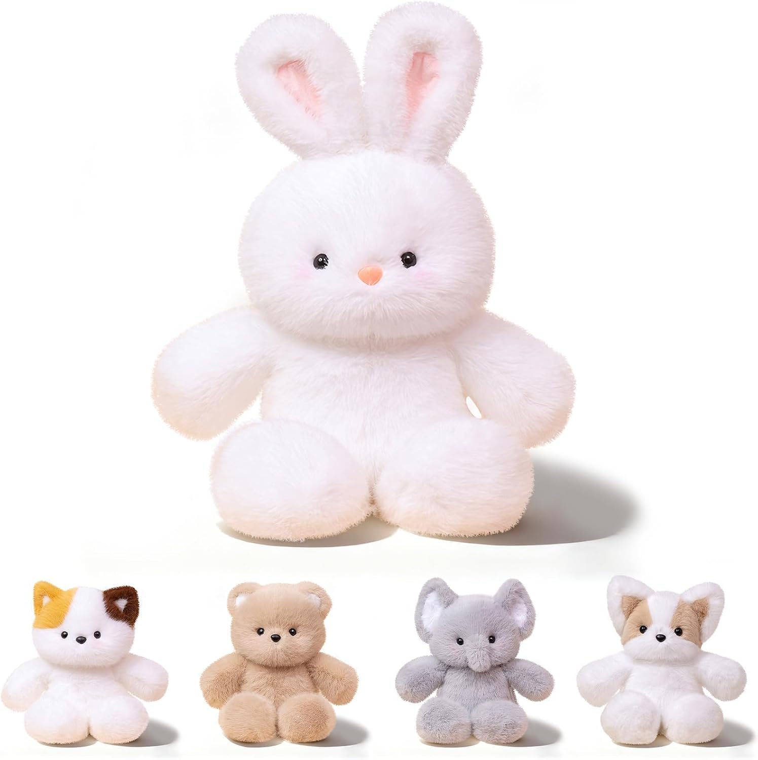 Bunny Plush – 17.7" Huggable Soft Easter Bunny Stuffed Animal, Cute Stuffed Animals, Ideal for Kids & Adults, Adorable Stuffed Bunny Plush Decor for Bedroom (0.66 lbs, White)