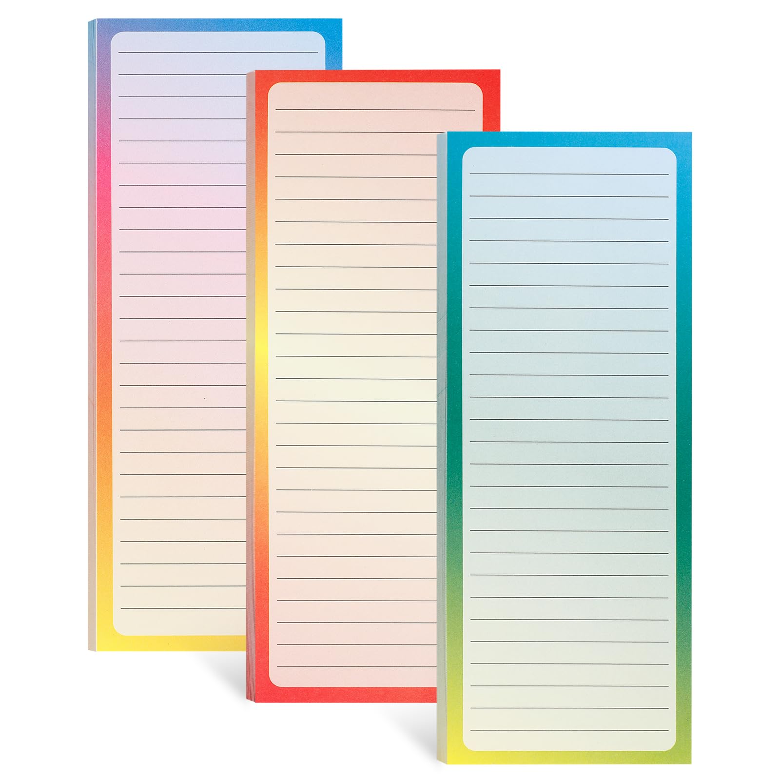 3 Pack Magnetic Note Pads Full Magnet Back Writing Pads for Refrigerator Grocery To Do Lists Pastel Rainbow