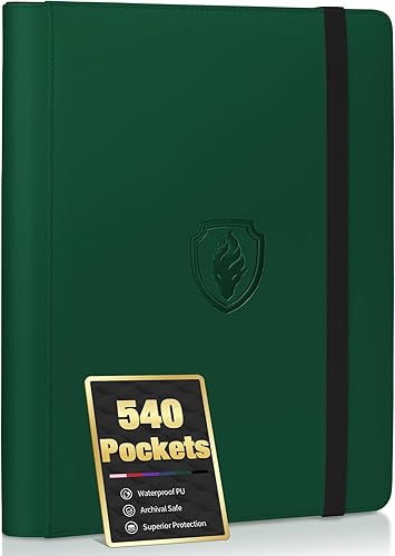 Miniatura 17 de Carpeta de tarjetas prémium con 9 bolsillos para 540 tarjetas, carpeta de tarjetas coleccionables de poliuretano resistente, álbum de colección de