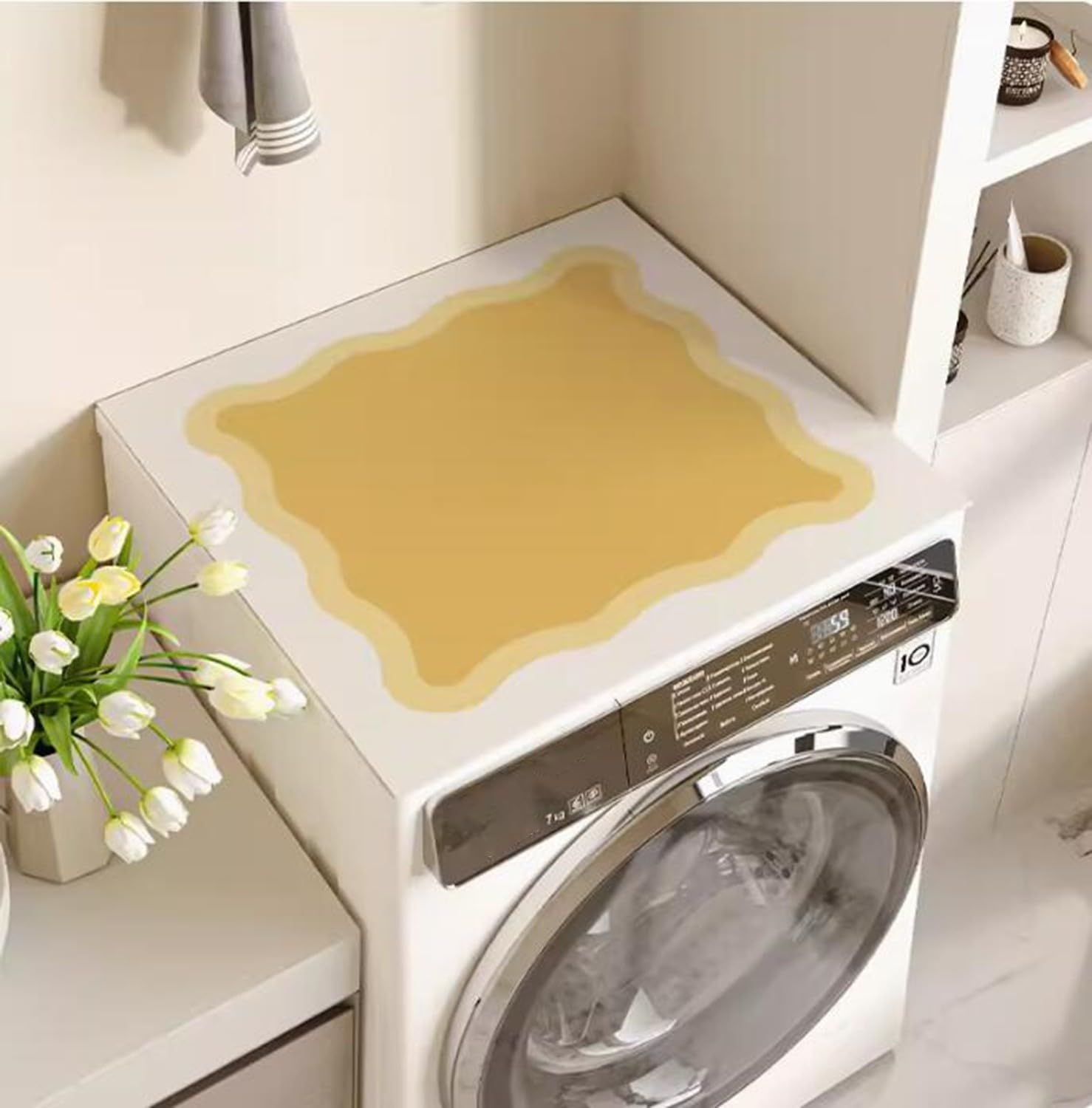 Parapolvere Lavatrice, Copri-Tappetino Ispessito per Lavatrice,Lavatrice e Asciugatrice Coperture Superiori,Universale, Adatto per lavatrici, asciugatrici, cucine,Camper, bagni E,65 * 90cm