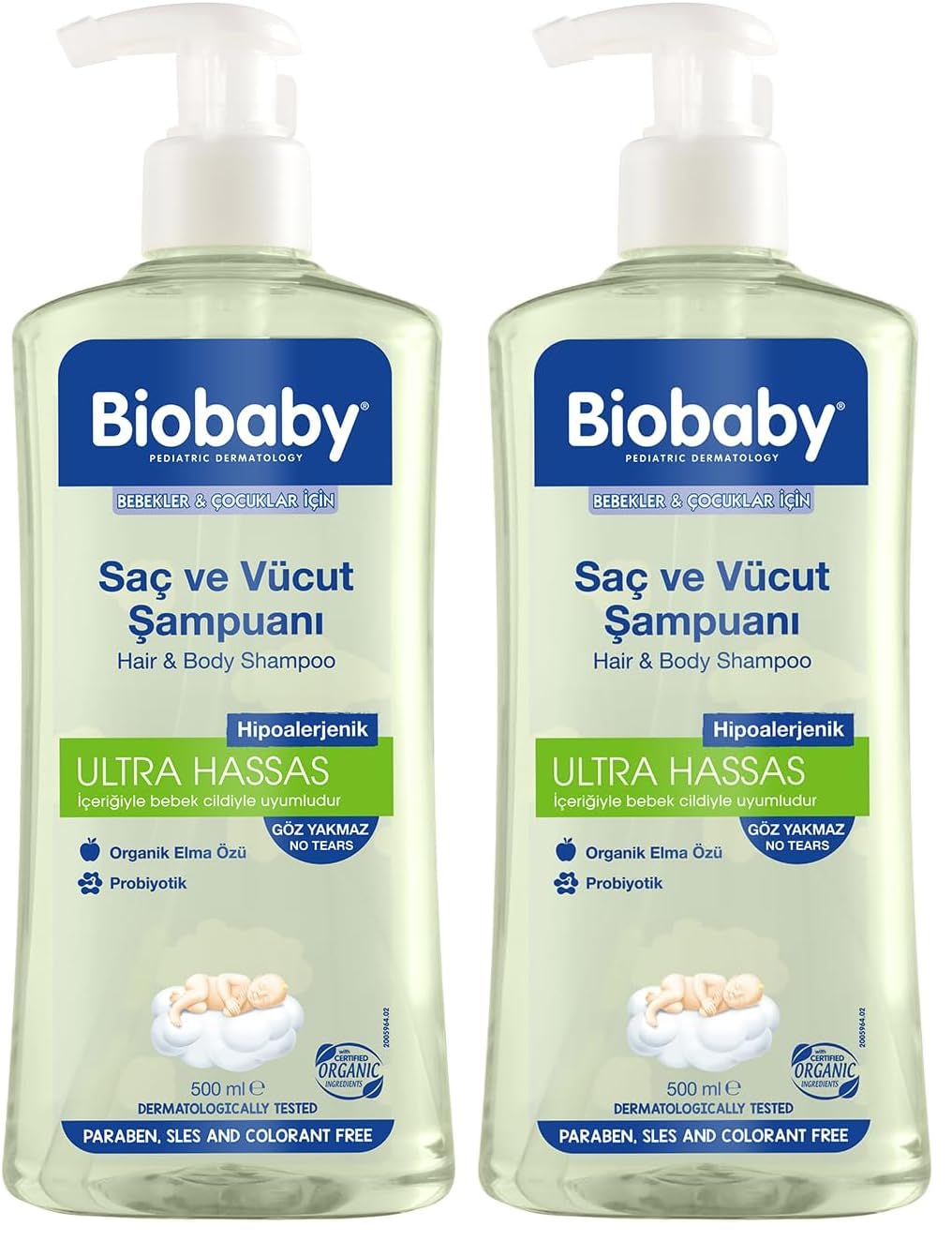 Biobaby Saç Ve Vücut Şampuanı (500ml) (2 paketi)