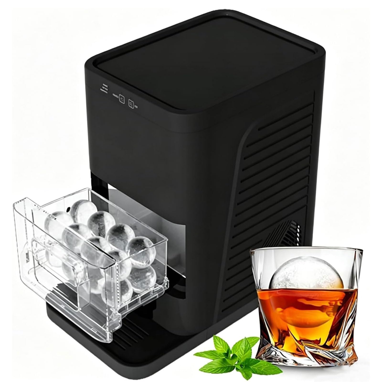 BOOZXCV Clear Ice Ball Maker for Cocktails, 2'' Spherical Ice Machine with Auto Self-Cleaning, Crystal Clear Ice Ready in 55 Mins, Perfect for Whiskey and Bourbon