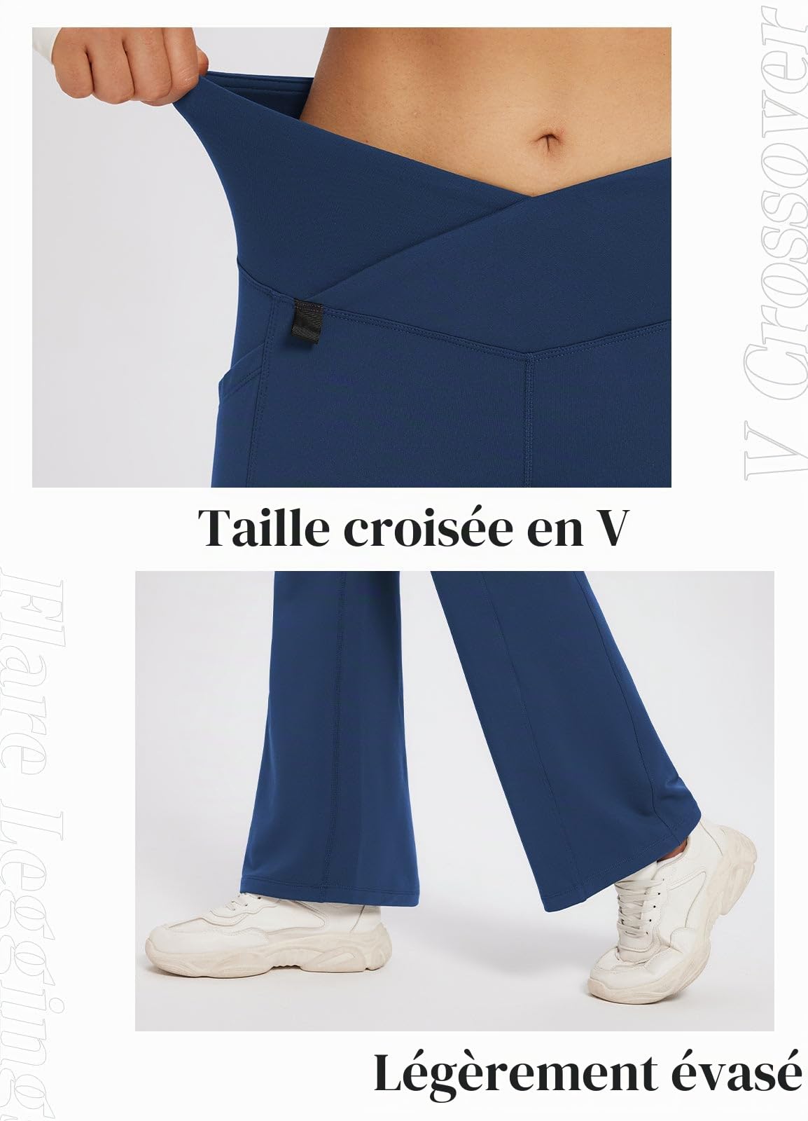 baleaf Pantalon Thermique pour Femme avec Poches randonnée, imperméable Coupe Bootcut Chaud d'hiver Cardamome Bleu Manche XL