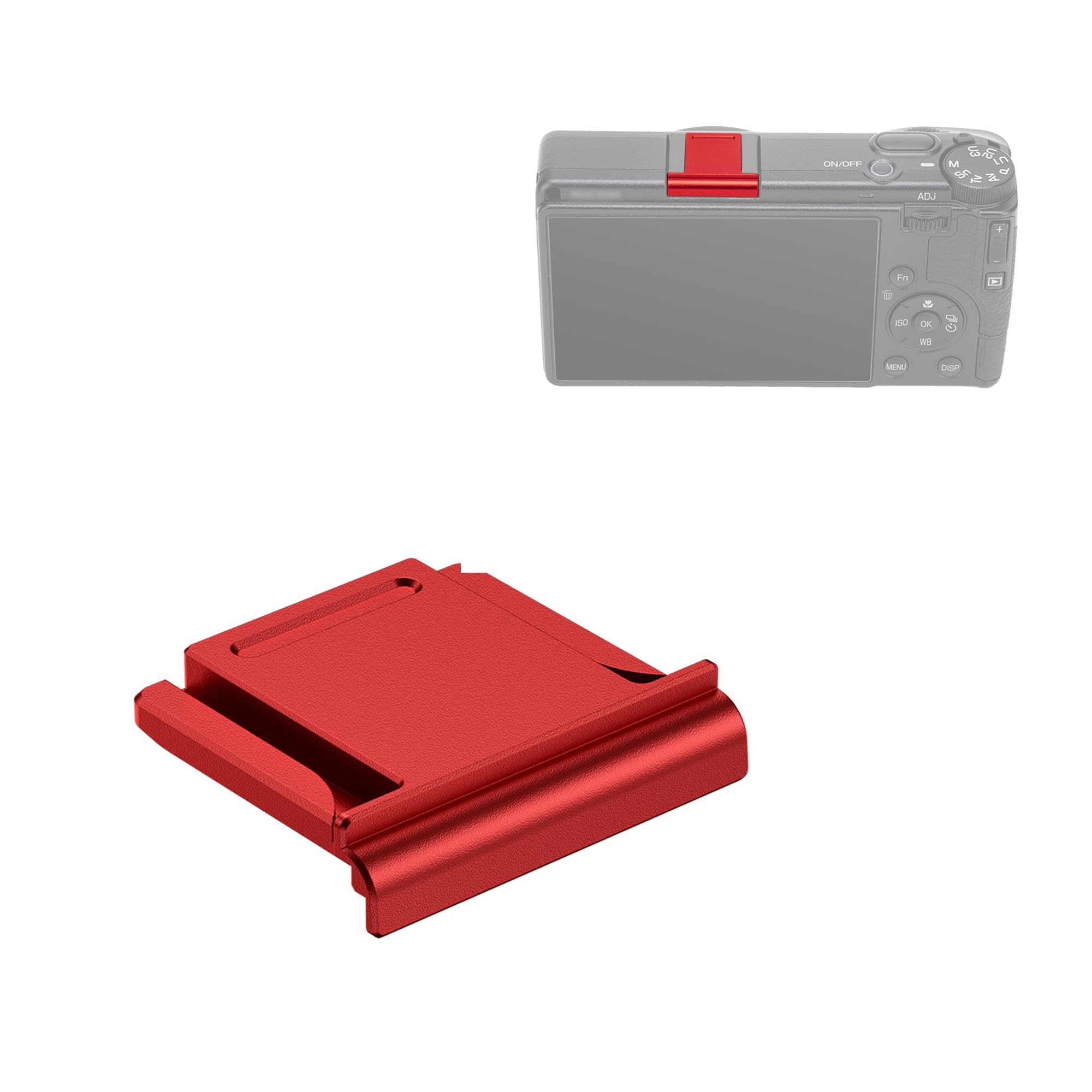 JJC Copertura in metallo dedicata per slitta calda per fotocamera digitale Ricoh GR IV, tappo protettivo resistente per slitta calda GR4 con cuscinetto in silicone antiscivolo, rosso