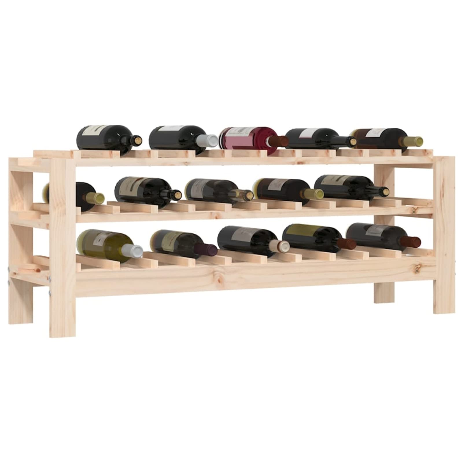 JUDYY Botellero, Botellero Vino, Botellero Cocina, Wine Rack, Estante Vino, Soporte Botellas Vino, Madera Maciza de Pino 109,5x30x42 cm