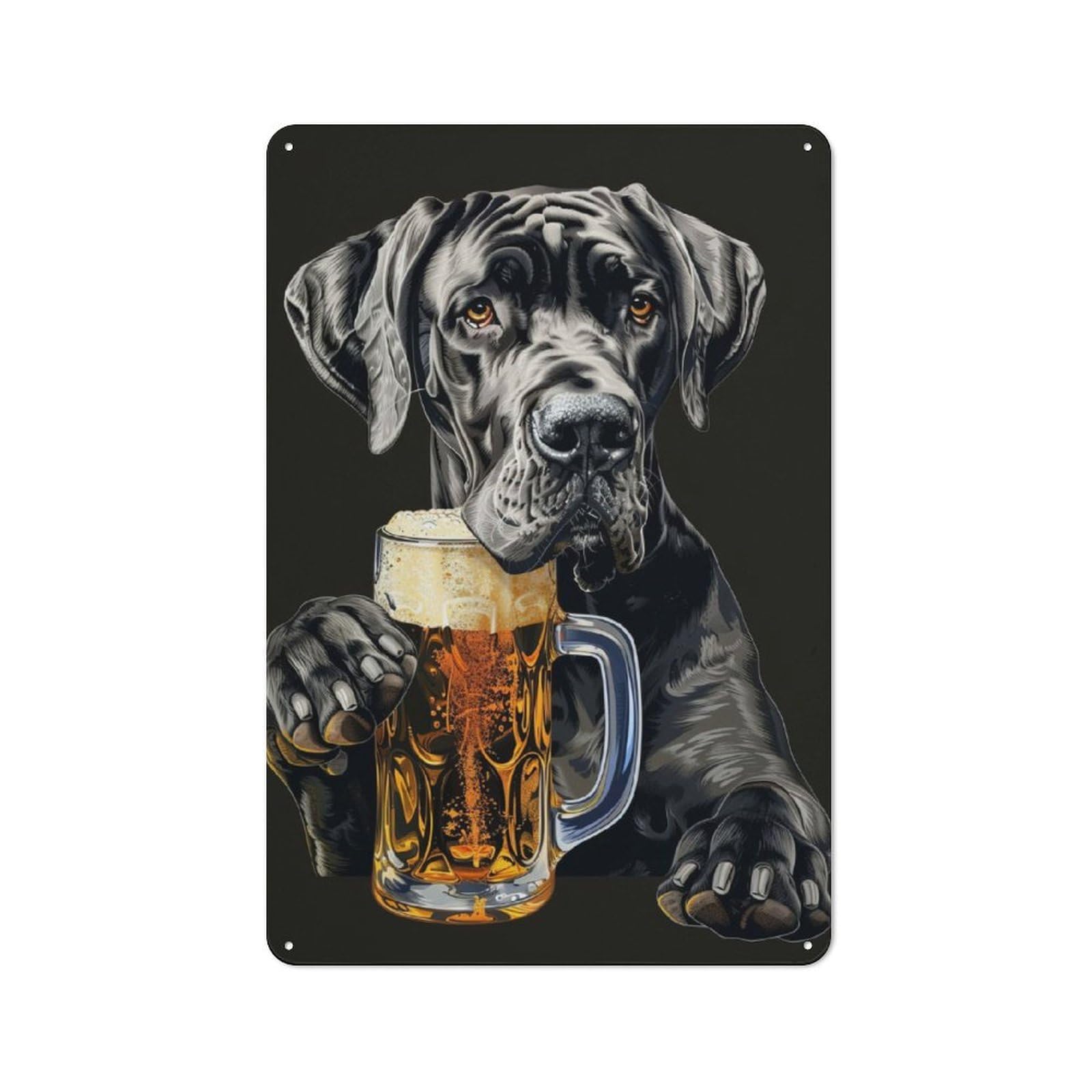 Junmoney Great Dane Beer Retro Vintage Tin Sign 30X20cm, Cafe Wall Decor For Kitchen, Cafe, Pantry Or Dining Room