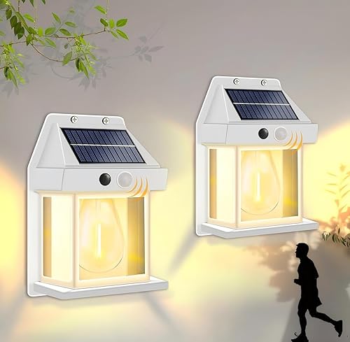 Miniatura 8 de Aplique de pared con energía solar para exteriores, del amanecer al anochecer, 8.2 pulgadas de alto, sensor de movimiento blanco, 3 modos de Blanco