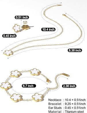 AICase Clover Jewelry Set,18K Gold Plated Lucky Clover Bracelet,Four Leaf Clover Necklace and Clover Earrings Fashion Jewelry Sets Gifts for Women/Mon