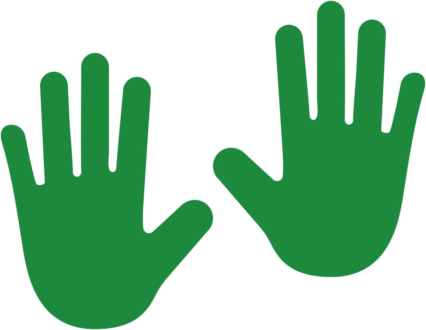 LiteMarkSensor Path 9 inch Green Removable Hand Shape Decal Stickers for Wall - Pack of 6 (3 Pairs)