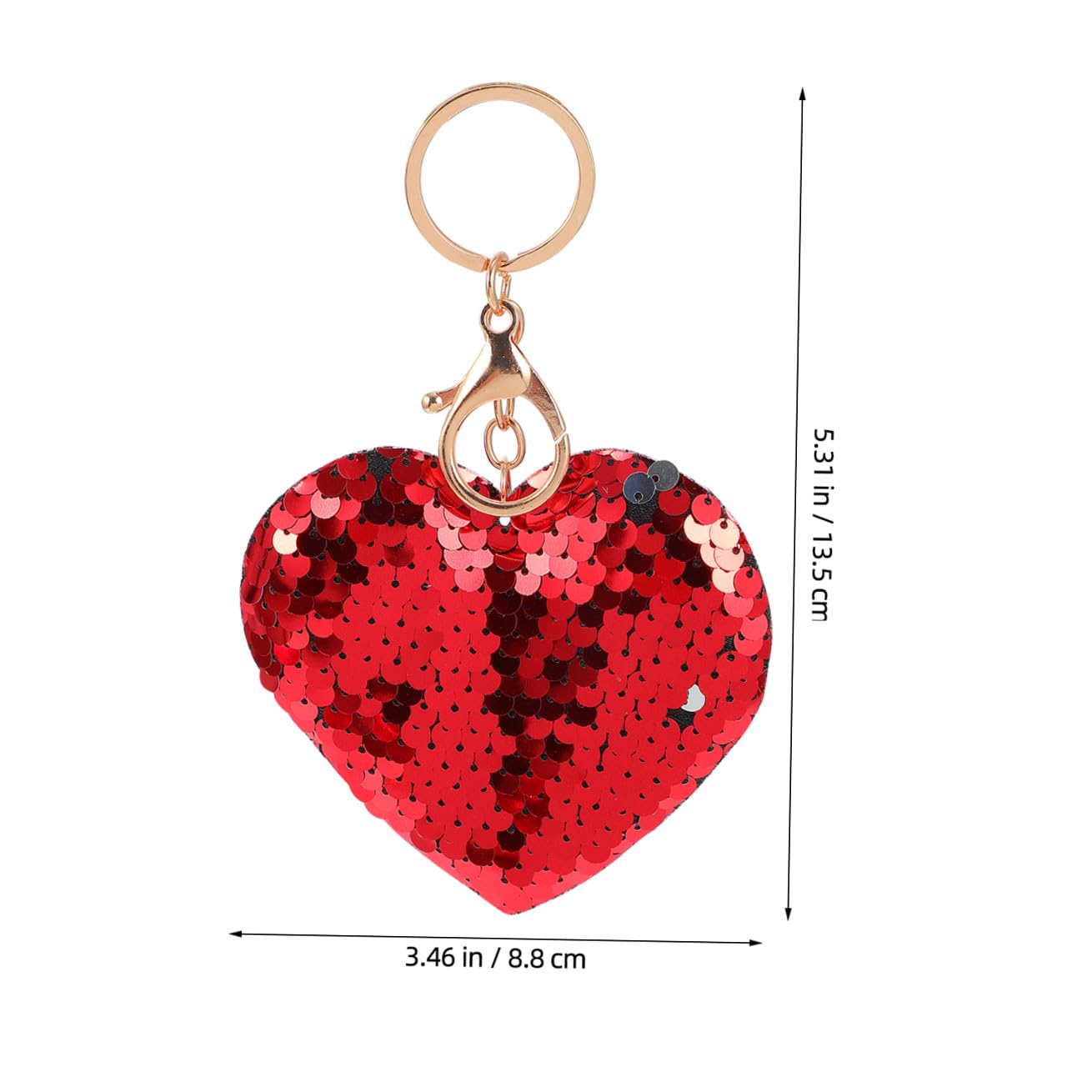 BESTonZON 24 Portachiavi a Forma di Cuore Paillettes Reversibili Decorazioni Glitterate per Chiavi e Borse Set da 24 Pezzi per Regalo San e Accessori Donna