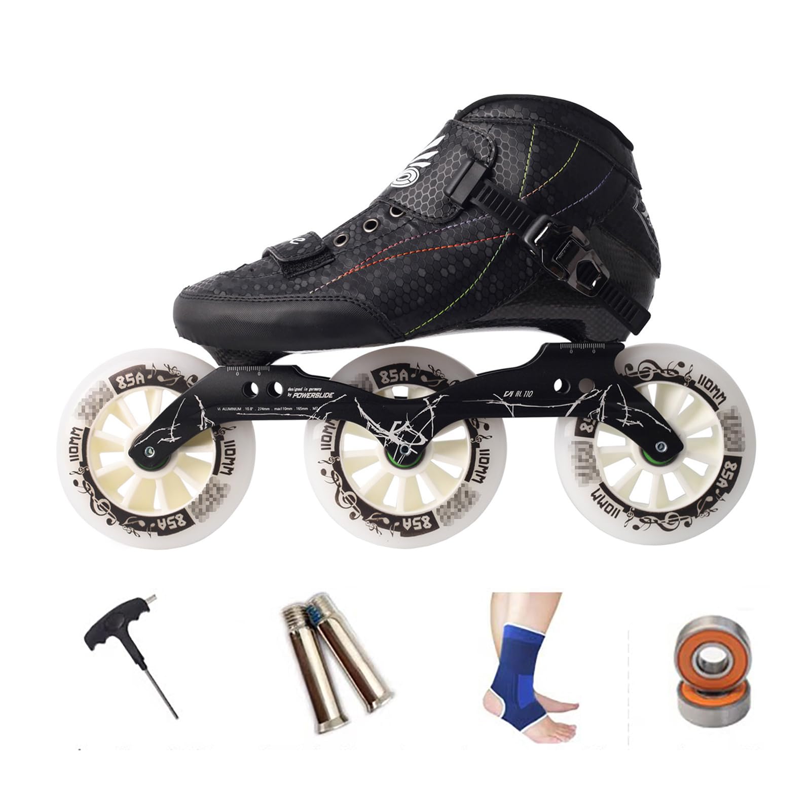 Patines En Línea Adulto Profesionale para Hombre Mujer, Patines De 3 Ruedas - Ruedas De Alta Velocidad, Chasis De Aluminio, Fibra De Carbono, Forro Transpirable, Diseño para Fitness Y Carreras