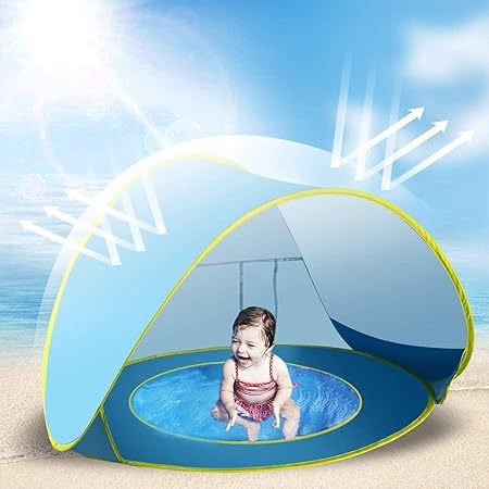 Amazon Husan テント子供用 キッズテント サンシェード ワンタッチ ベビー遊び ドームテント 軽量収納ケース付く 折り畳み おもちゃ アウトドア 室内遊具 防水 防風 遊びテント プール おもちゃ