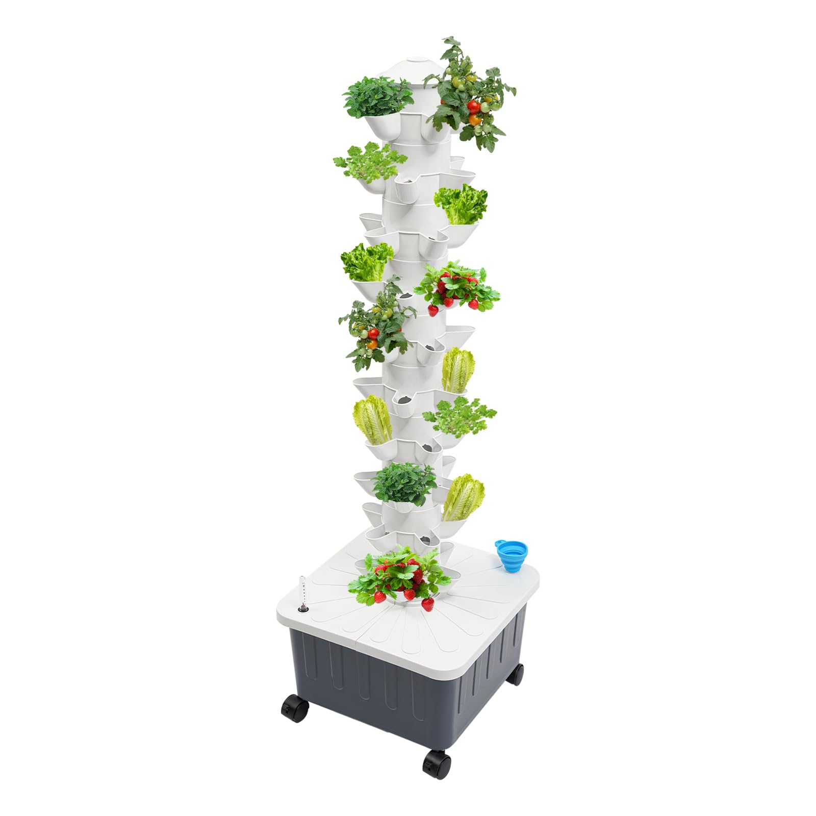 FXEIPOL Vertical Garden Planter Tower 50-Plant Vertical Tower System Kit Hydroponics Growing System with Wheels, Hydroponic Germination Kit for Yards