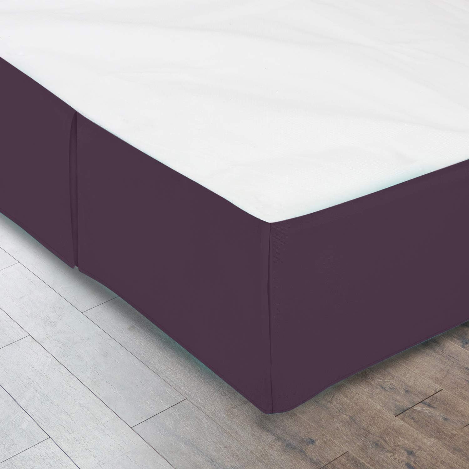 Twin Bed Skirt Dark Purple Pleated Bed Skirt,Wrap Around Bed Skirt,Easy Fit 18” Inch Bed Skirt,Soft Double Brushed Premium Cotton Ruffle Bed Skirt,Luxury BedSkirt,Hotel Quality Dust Ruffle