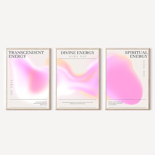 3 piezas de lienzo de energía de aura degradado rosa, arte de pared, afirmaciones positivas trippy, pósteres estéticos modernos y minimalistas con