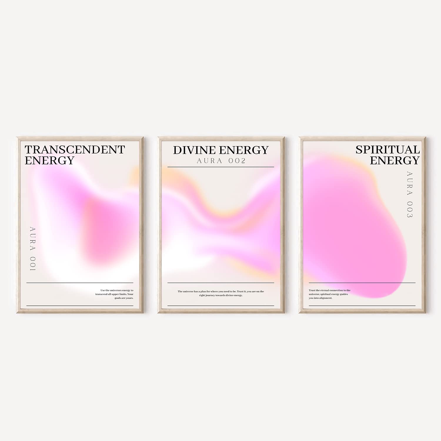 Adyggefy 3 Piece Pink Gradient Aura Energy Canvas Wall Art Trippy Positive Affirmations Room Aesthetic Posters Modern Minimalist Angel Number Spiritual Quotes Prints Paintings Decor 12x16in Unframed