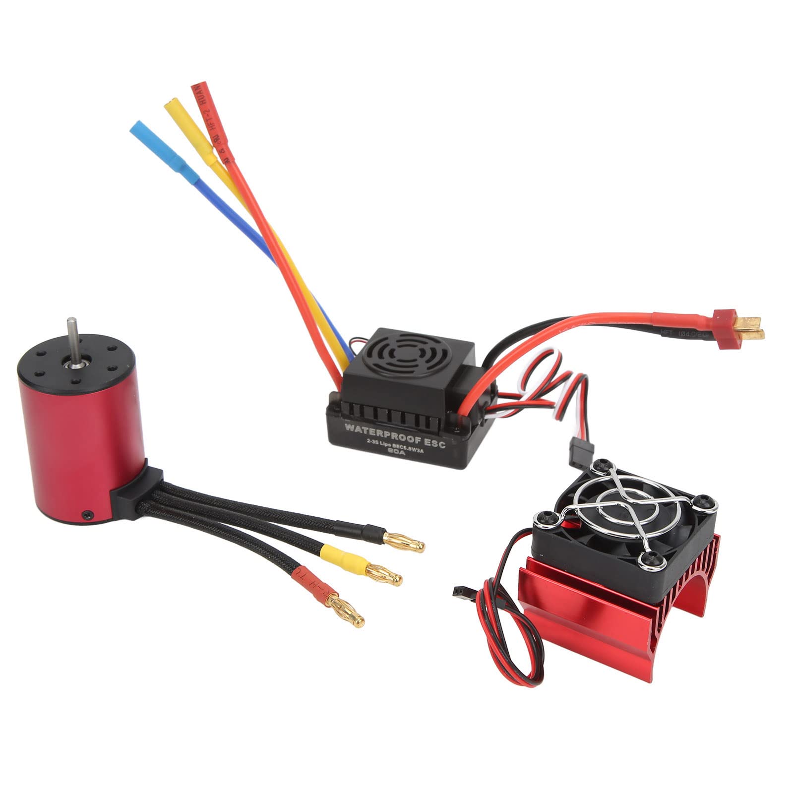 Changor Bezszczotkowy Silnik 4300KV z wysoką wydajnością 60A ESC dla Samochodu Ciężarowego 1/10 RC ze Stopu Aluminium w Kolorze Czerwonym