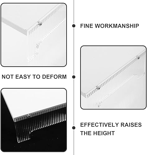 Miniatura 5 de Soporte elevador de monitor acrílico con patas para almacenamiento de computadora y portátil, organizador de escritorio para reducir la tensión del