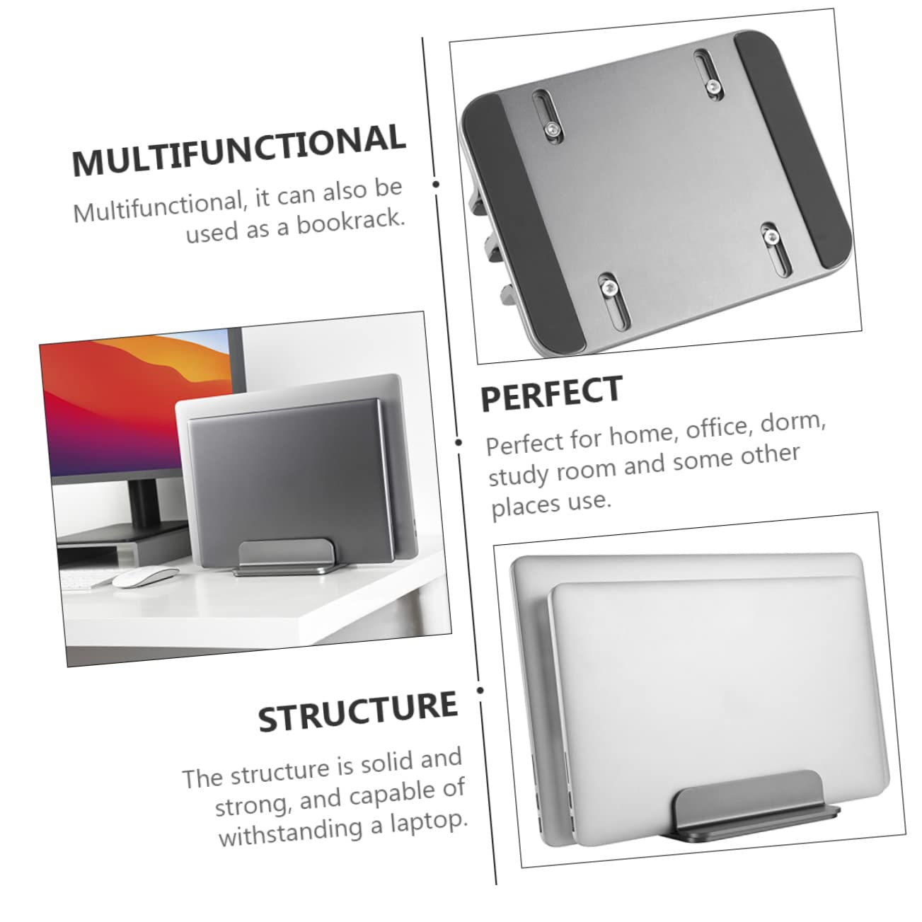 Operitacx Soporte Vertical Doble para Portátil y Tablet De Aleación De Aluminio para Escritorio Soporte De Escritorio para Portátil y Base