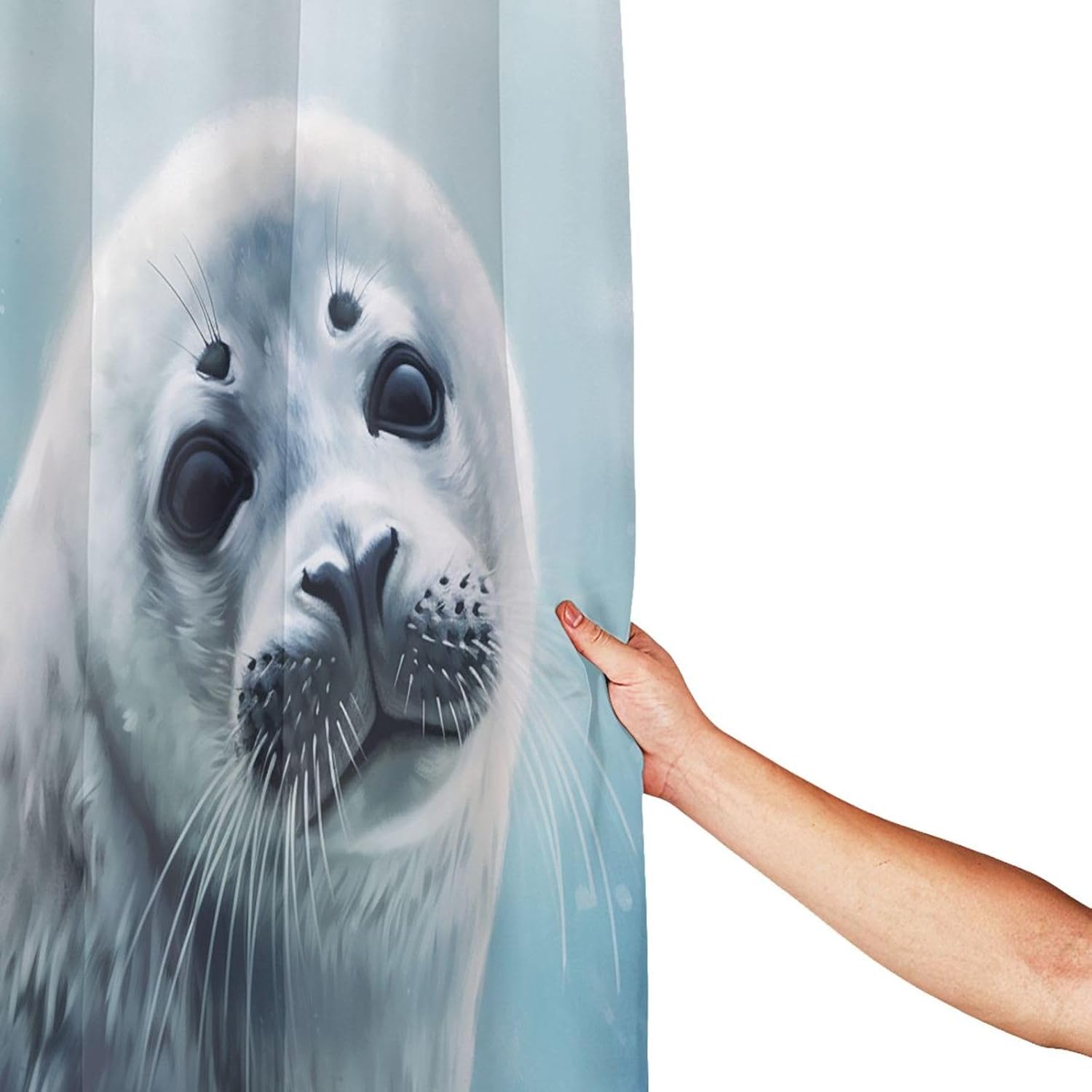 Shower Curtain with 12 Hooks Waterproof Shower Curtains for Bathroom Harp Seal Wallpaper Soft Heavy Bathroom Curtain Shower Liner for Bathroom Decor Bathtub Bath 72 x 72In