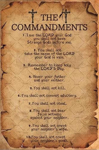 The Ten Commandments Sign Christian Decor Religious Bible Verse Metal Tin Sign Motivational Positive Quotes Gifts Home Bedroom Office 8x12 Inch