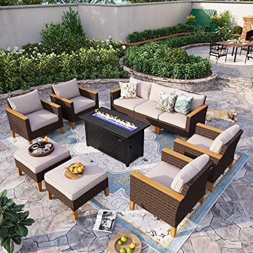 Sophia & William 10-Piece Wicker Sectional with Fire Pit #TOP11