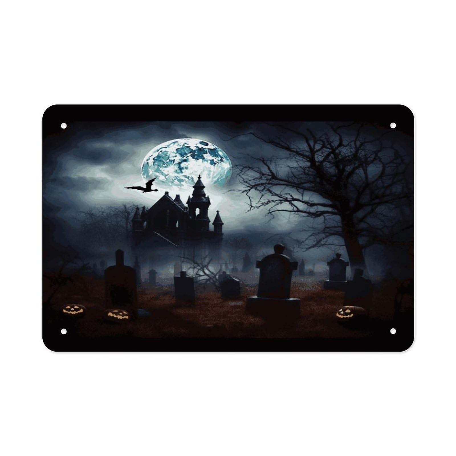 Fekiloot Style Gothic Happy Halloween Metal Signs Wall Art Tin Sign