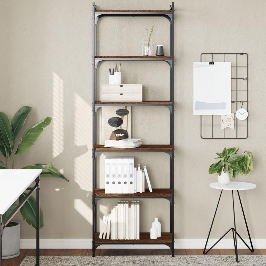 Generisch Bücherregal 6 Böden Braun Eiche-Optik 60x30x188cm Holzwerkstoff,Möbel,Regalsysteme,Bücherregale Bücherschränke-837666