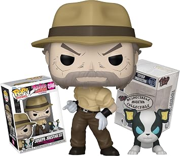 Funko JoJos Bizarre Adventure Joseph Joestar with Iggy Buddy + ToyBop Protector Pop! TV Animation Vinyl Figure Bundled with Pop Protector Collector Case Gift Set