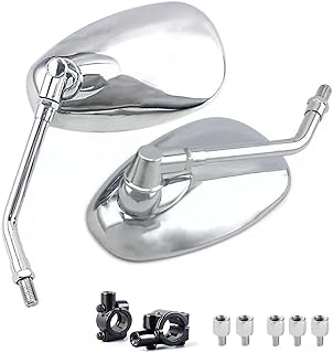 Chrome Motorcycle Rear View Side Mirrors ，7/8'' Universal Motorcycle Mirrors For Handlebars ，Bisherder Convex Mirror Fit Honda Atv Dirt Bike Scooter Kawasaki Cruiser Suzuki Victory And More