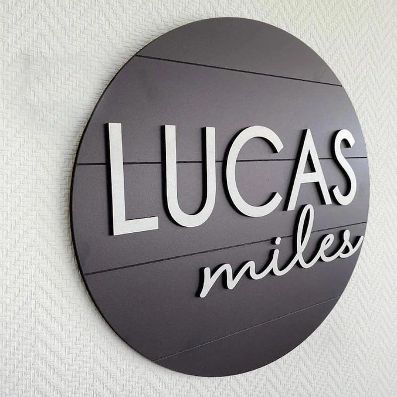 Image of Custom Name Plate for Home 30x30 cm - MDF Wooden Round Name Board