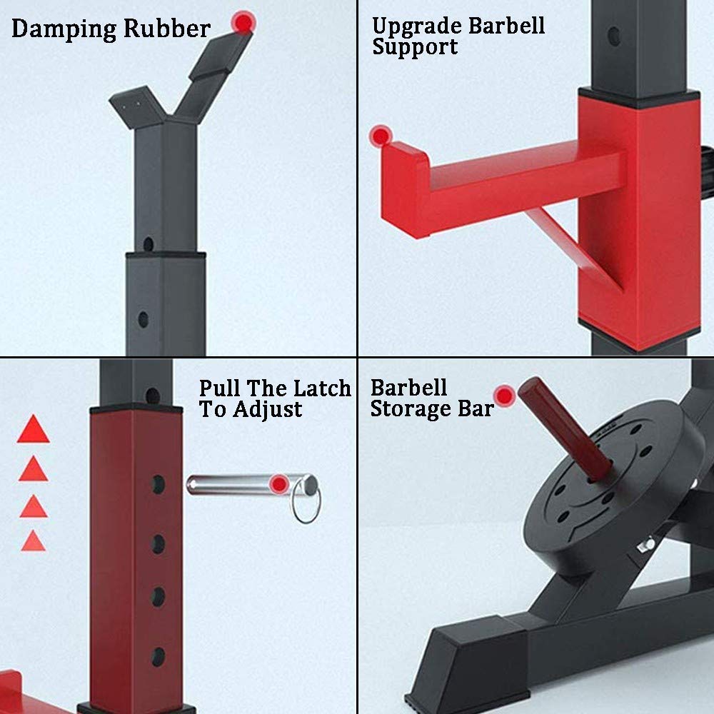Soporte ajustable para sentadillas, soporte para sentadillas, soporte de banco ajustable, soporte de banco de pesas para barra de presión libre, gimnasio en casa