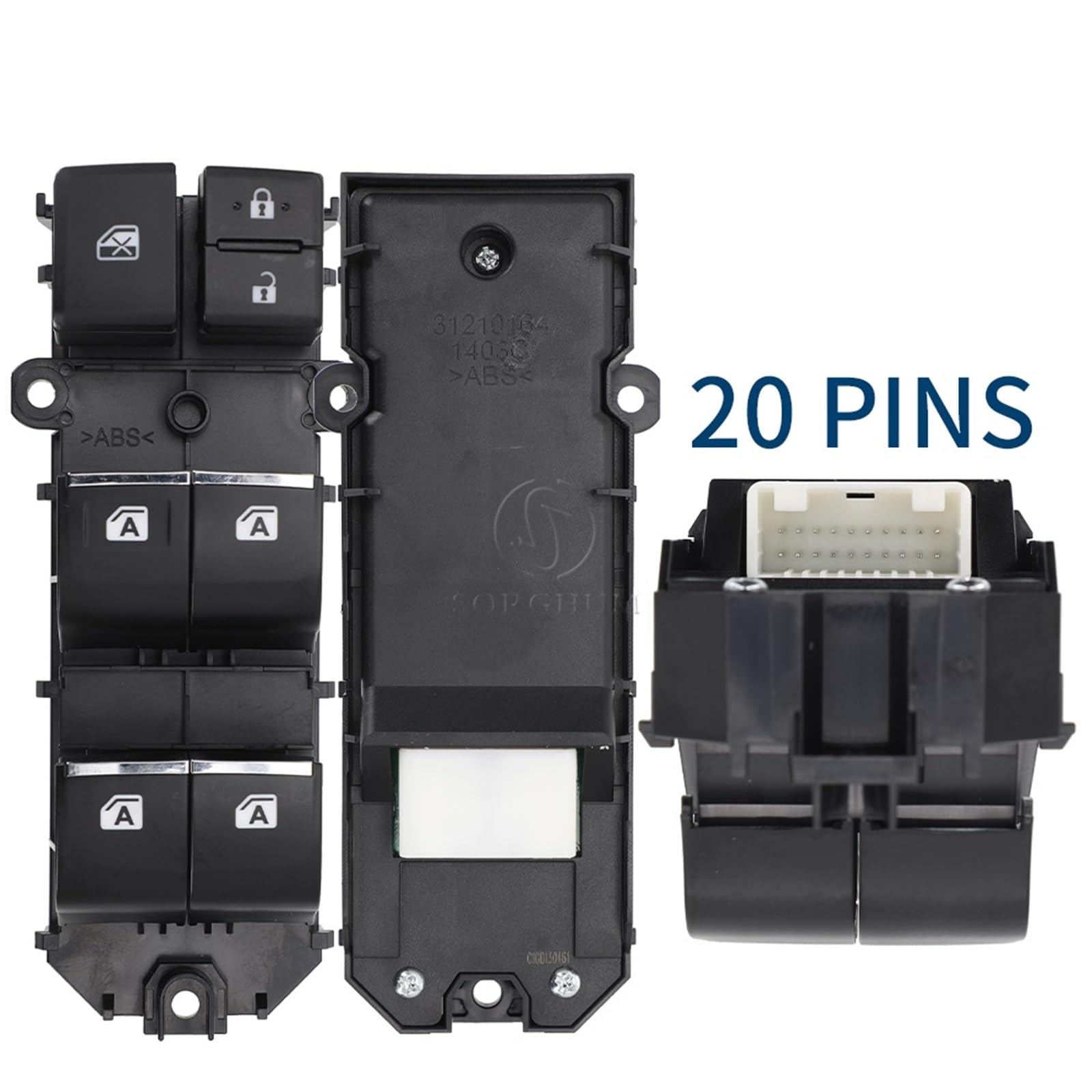 RHD 20 Pins ABS Kunststoff Fensterheberschalter Knopf, kompatibel for Toyota RAV4 C-HR Yaris Cross Corolla 2018-2022 84040-33170 84040-0E050(Left 84040-33170)