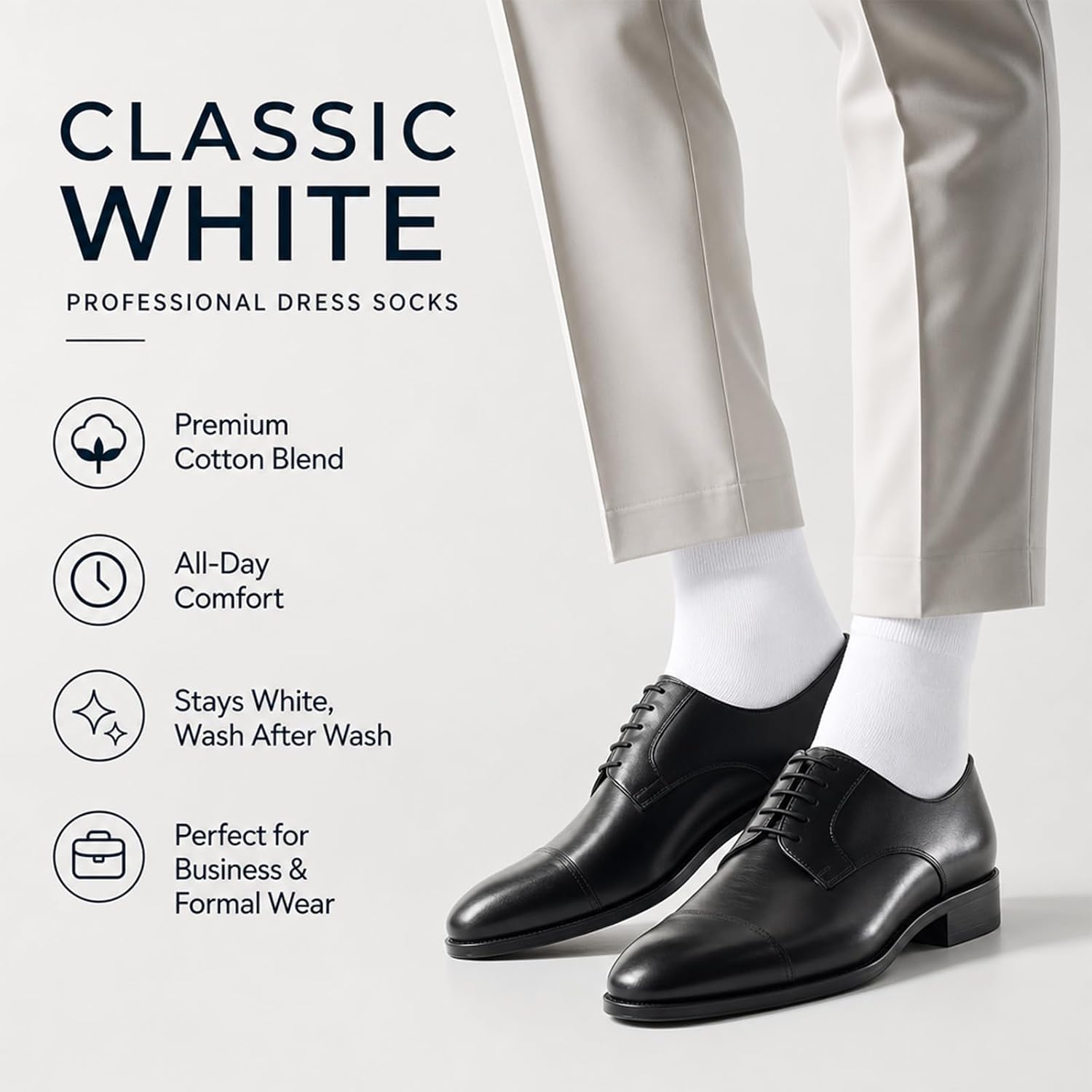 Mens Dress Socks for Men Size 7-13 Breathable Black Cotton Crew Socks