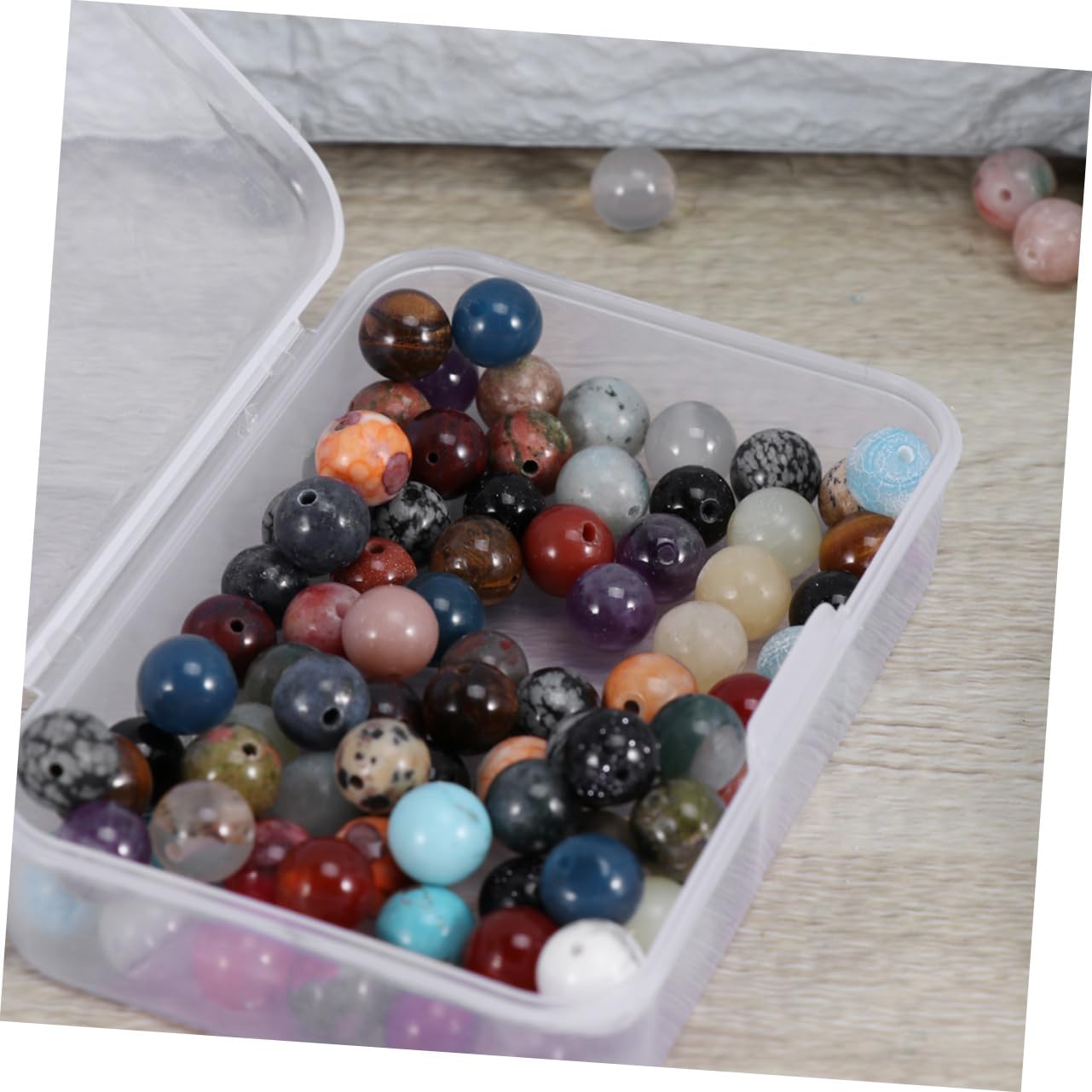 SEWACC 200piezas Abalorios Redondos De Gemas Naturales Bolas De Cuarzo Mixto Para Manualidades y Joyería Diseño Único y Pulido Perfectos Para Collares y Pulseras