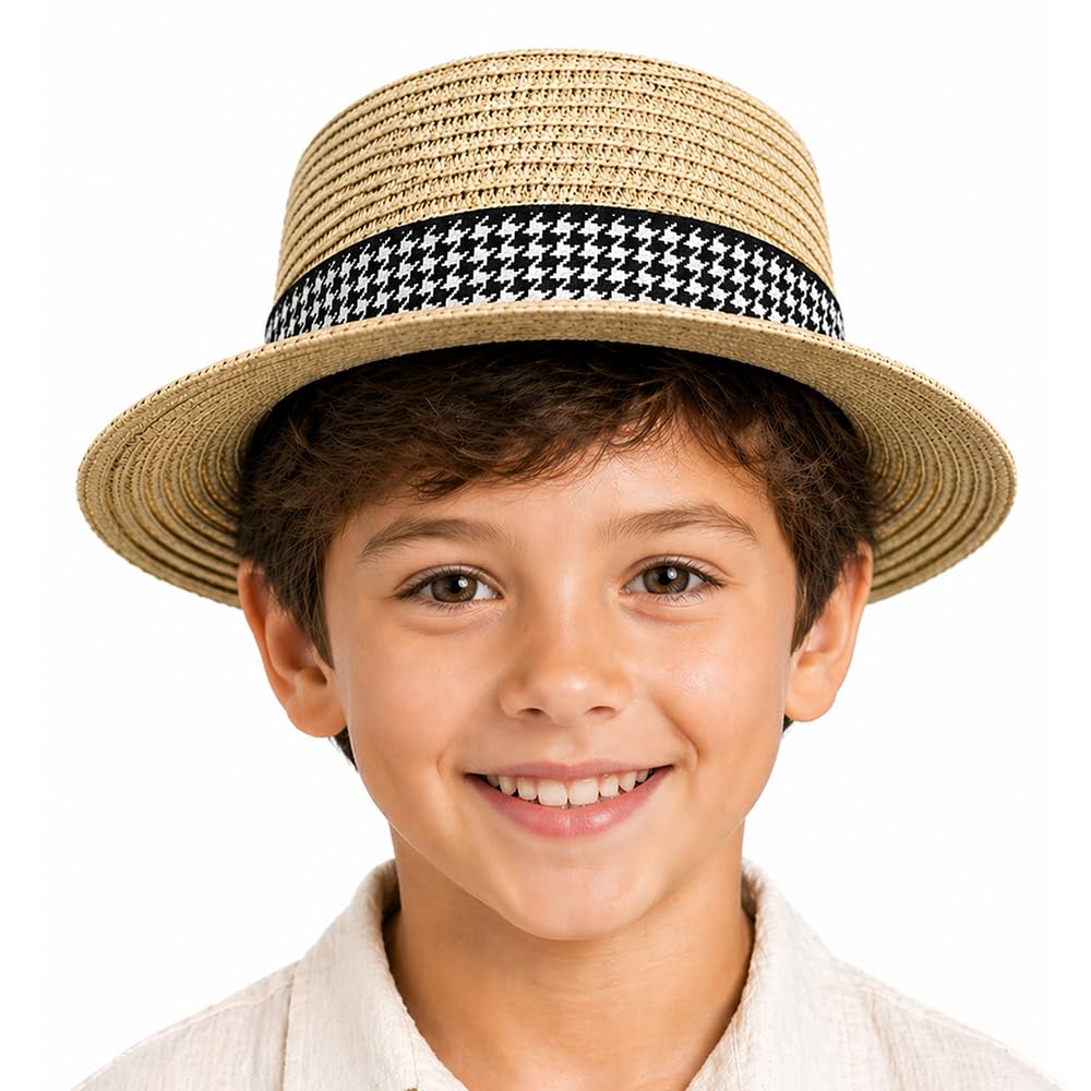 VRITRAZ Kids Straw Hat for Baby Boys & Girls | Printed Summer Sun Hat, Woven Wide Brim Beach Cap, Lightweight Breathable Holiday, Travel, Fancy Dress Fashion Hat for Children & Toddler (2-6 Year)-picture-17