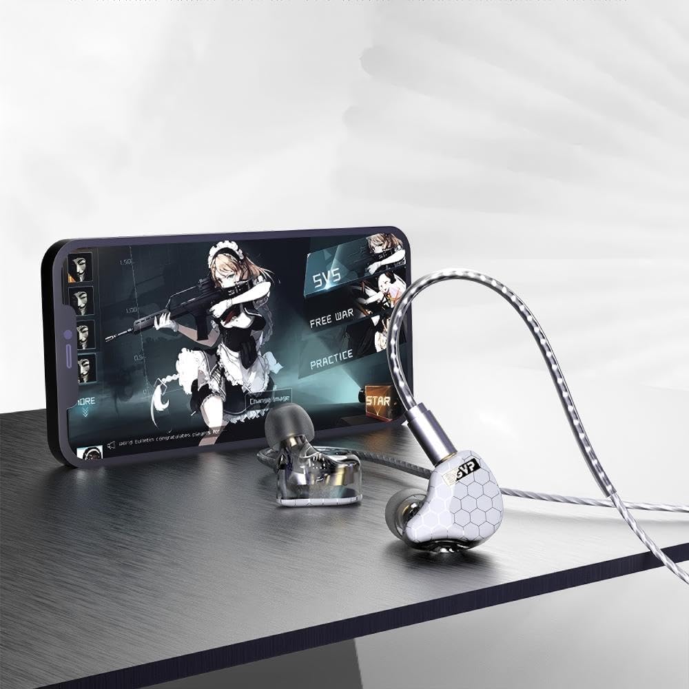 BGVP Scale Pro 1DD+1BA Hybrid Driver IEM Earphones, HiFi Wired in-Ear Monitor Headphones, Gaming Earbuds with Powerful Bass (No Mic, White)