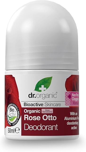 Dr Organic, Organic Rose Otto Deodorant , Natural , Vegan , Cruelty Free , Paraben & SLS Free , Aluminium Free , For Women & Men, 50ml