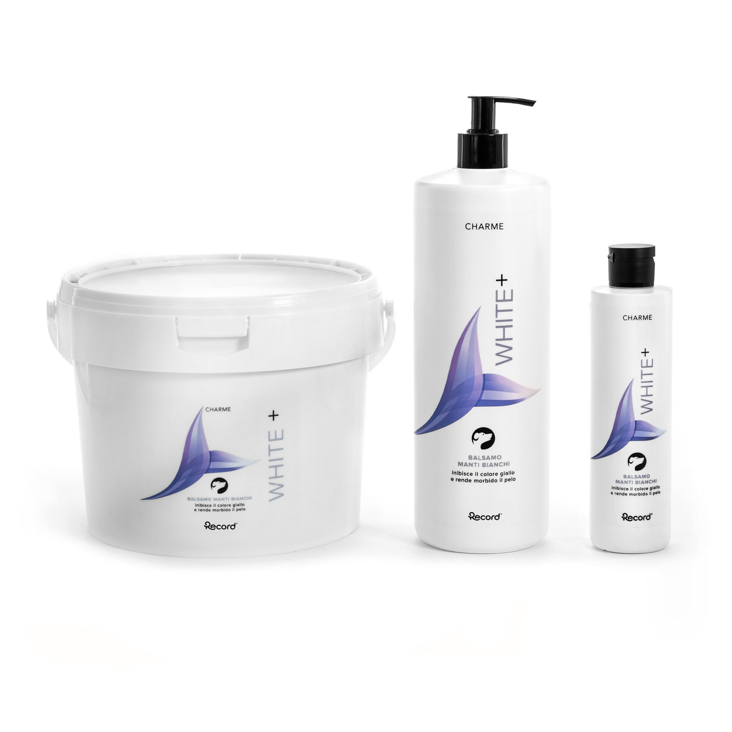 Record Charme White+ Feuchtigkeitsbalsam für Hunde, professioneller Conditioner mit Baumwollöl und Kokosnussöl, Anti-Gelb-Bleaching-Wirkung. Hergestellt in Italien, 1 L