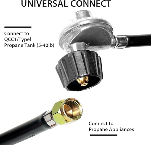 Miniatura 2 de Manguera universal de propano con regulador, regulador de parrilla de gas y piezas de repuesto de manguera para parrilla de gas Weber, parrilla