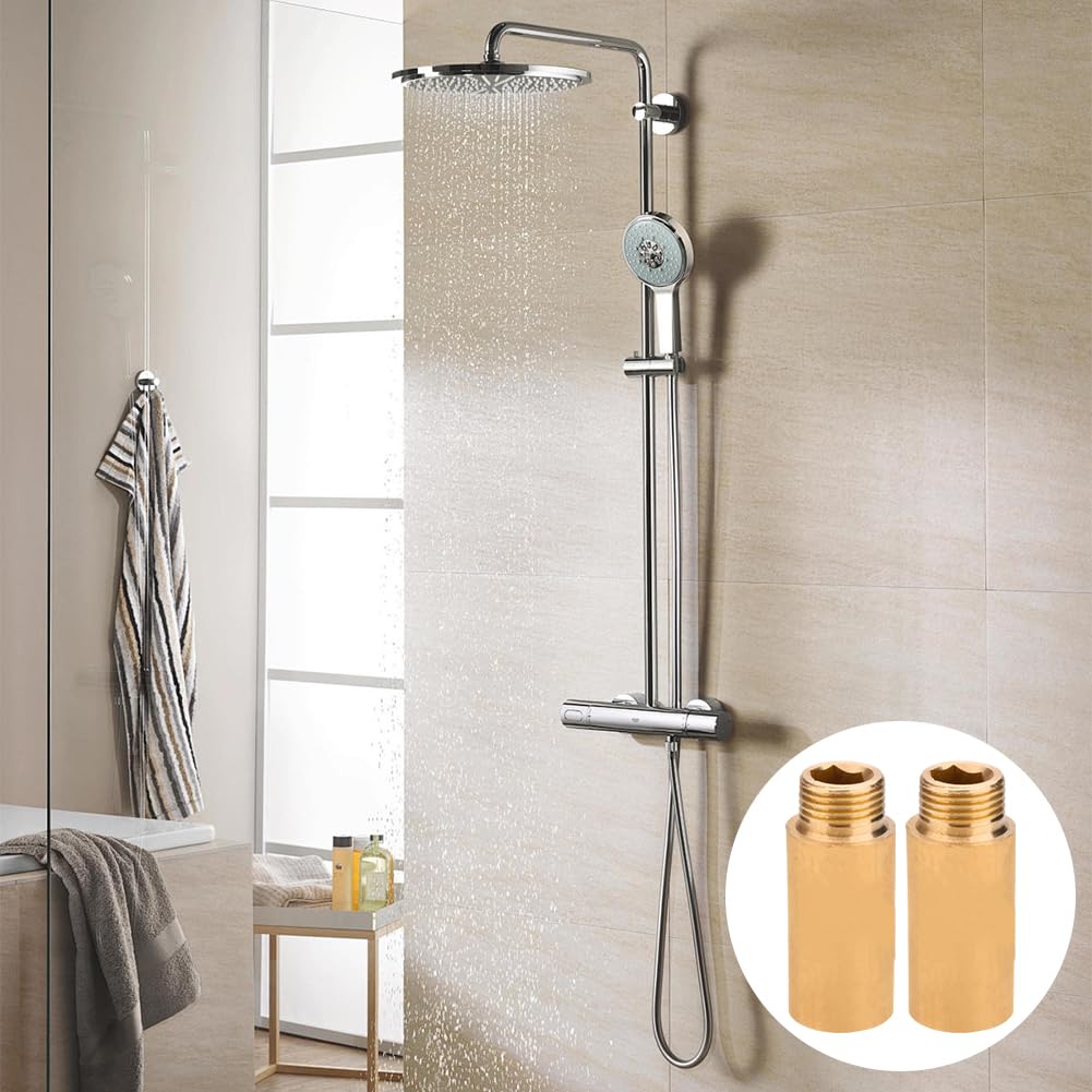 Prolunga per rubinetto, 1/2 pollici x 5 cm, 2 pezzi, prolunga filettatura DN15, 1/2" IG x 1/2" AG, raccordo in ottone per installazione di cavi, prolunga per acqua potabile e impianti di riscaldamento